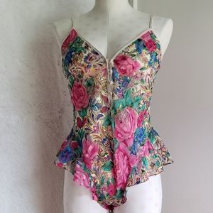 Victoria's secret vintage gold label multi color floral onesie 💐